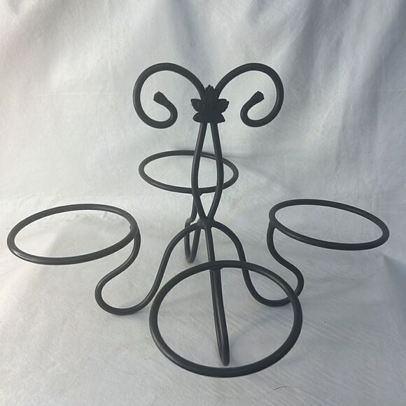 Longaberger Woven Tradition Condiment Dessert Bowl Caddy Wrought Iron Glass Bowl - Picture 5 of 8